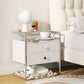1 Shelf Glass Top Nightstand Contemporary Drawer Storage Night Table ,20.5" Tall
