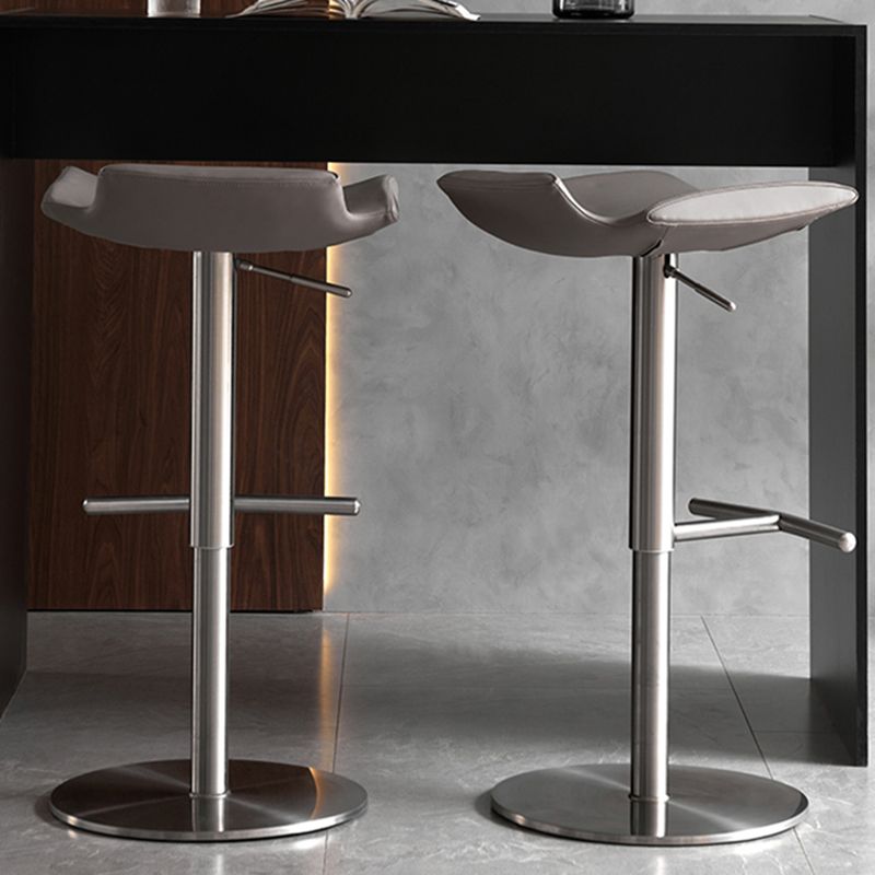 Contemporary Adjustable Backless Counter High Stool with Leather Cushion Clearhalo 'Bar Furniture' 'Bar Stools' 'bar_stools' 'furn' 'furn_bar_stools' 'Furniture' 'Kitchen & Dining Furniture' 1200x1200_b51bae20-2d05-48c3-9847-bc73c5756c2b