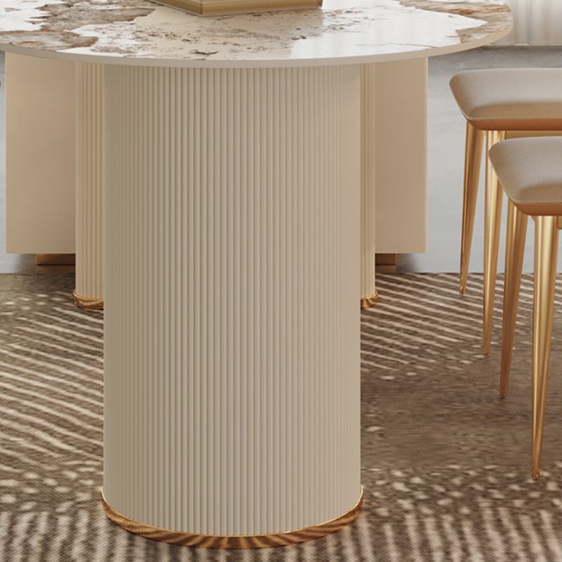 White Stone Top Dinette Table with Double Pedestal Modern Free Form Dining Table Clearhalo 'Dining Tables & Seating' 'Dining Tables' 'dining_table' 'furn' 'furn_dining_table' 'Furniture' 'Kitchen & Dining Furniture' 1200x1200_b51bbfda-f963-4787-b462-e846706c8437