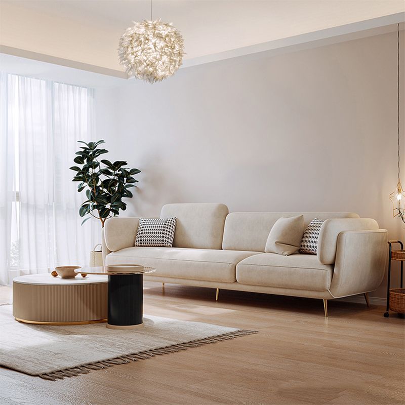 Sofá de brazo superior de almohada de terciopelo con almohada hacia atrás para sala de estar 36.22 "H