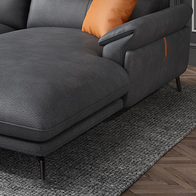 Modernismus Flared Arm Sectional 4-Sitzer Faux Lederabschnitt