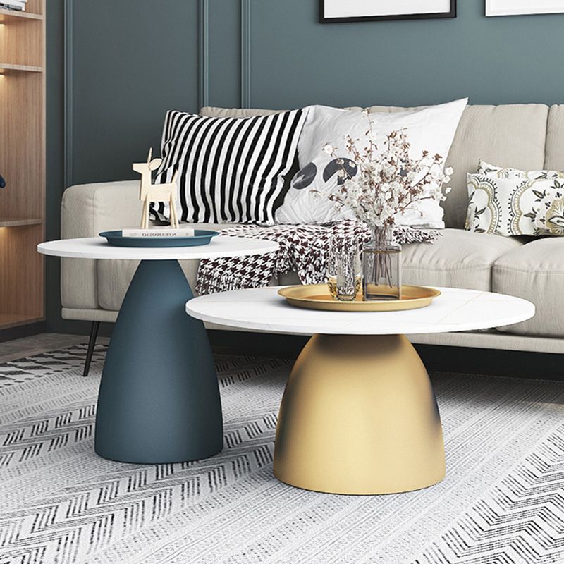 Modern Slate Pedestal Coffee Table Round Cocktail Table in Black/White Clearhalo 'Coffee & Accent Tables' 'Coffee Tables' 'coffee_tables' 'furn' 'furn_coffee_tables' 'Furniture' 'Living Room Furniture' 1200x1200_b52018e9-ca74-40d0-9bbf-f025c47faf5f