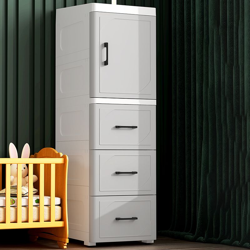 Comodino in plastica bianca e grigia 13,78 "d moderna comodino a 1 porta