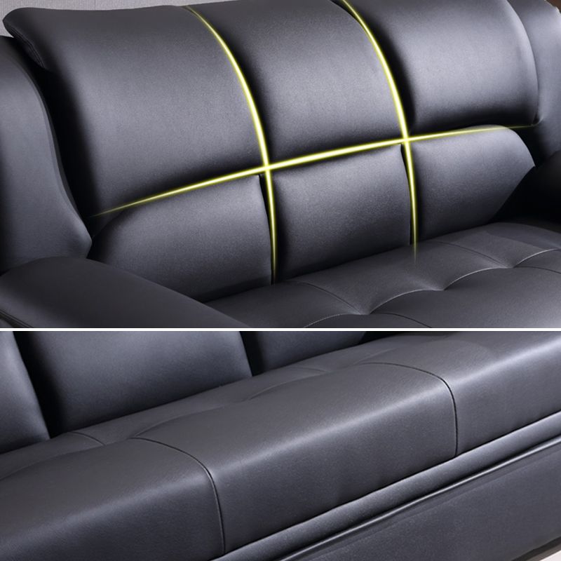 Modern Leather Pillow Top Arms Sleeper Sofa Biscuit Back Sofa Bed