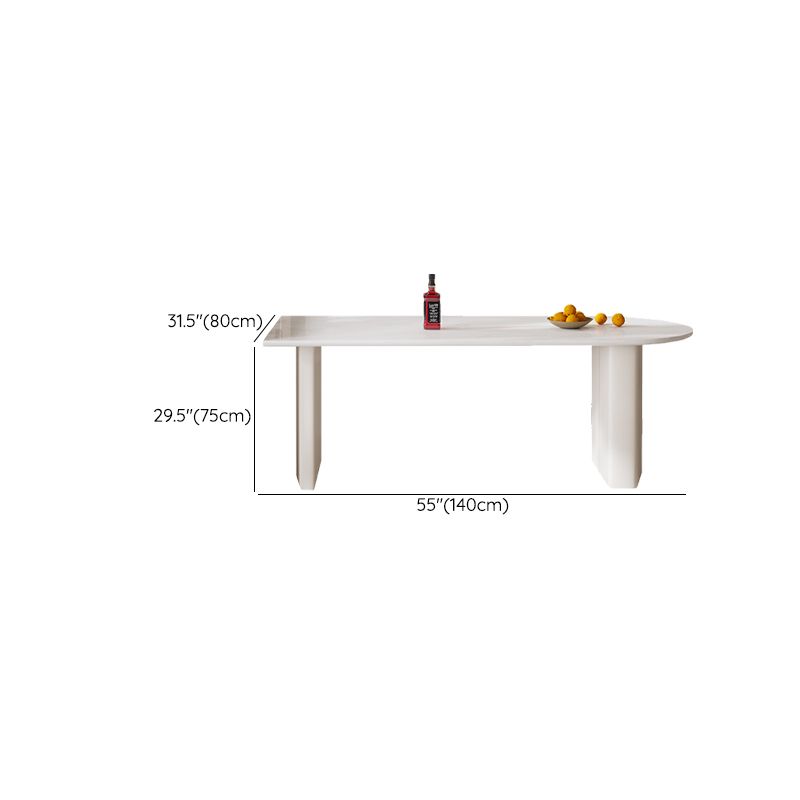 Tavolo da pranzo contemporaneo a forma libera per la casa Tavolo da pranzo bianco con doppio piedistallo