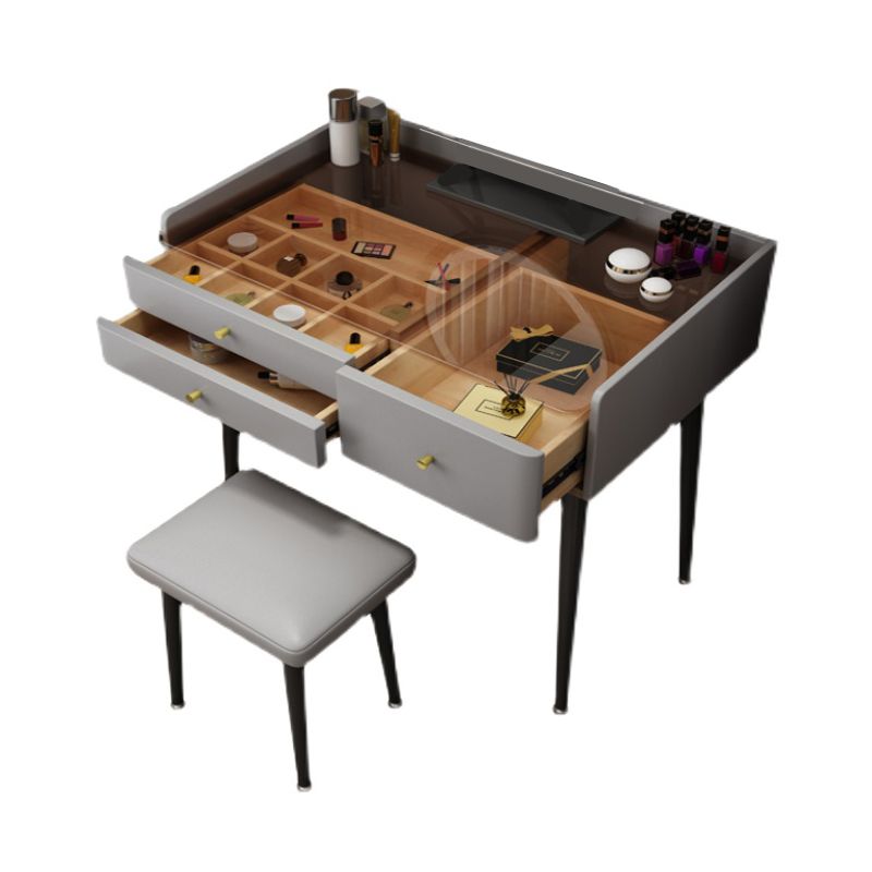 Moderne Massivholz -Waschtisch 3 Schubladen Make -up Waschtisch Set