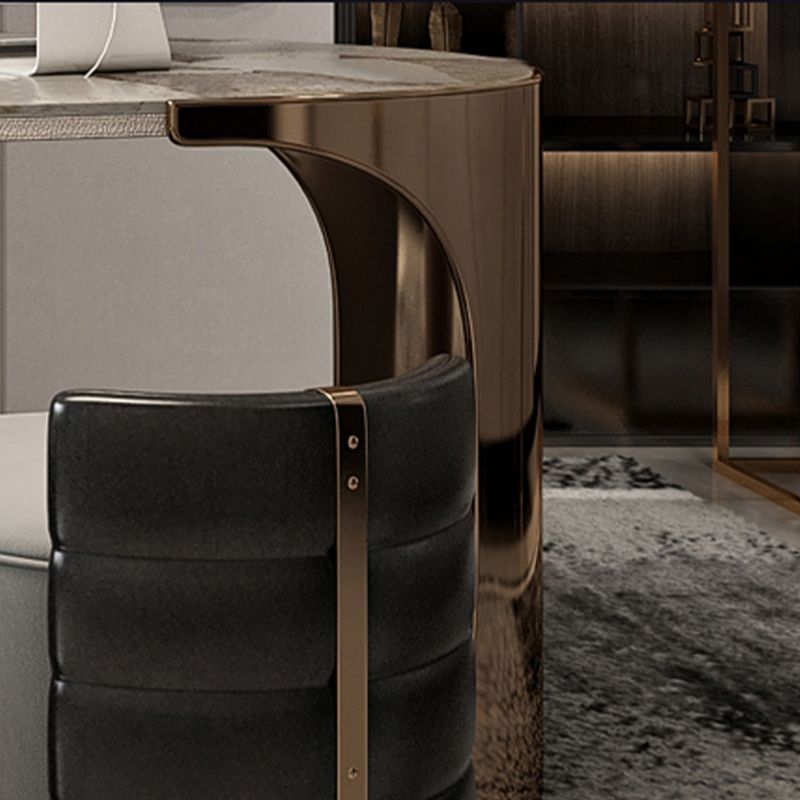 Bureau de bureau en métal Glam Style Stone Writing Bureau avec 3 tiroirs