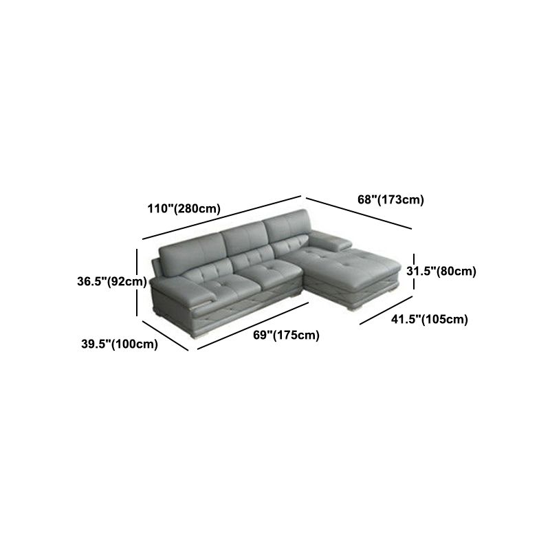 Upholstered Armrest Cushioned Back Sponge Padded Sofa Bed Grey/yellow Sofa Clearhalo 'furn' 'furn_sectionals' 'Furniture' 'Living Room Furniture' 'Sectionals' 1200x1200_b5293b8e-9bc1-4765-86ee-6618223cddcf