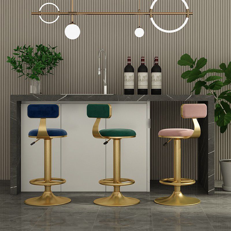 Nordic Glam Liftable Bar Stool Round Counter Bar Stool with Metal Legs Clearhalo 'Bar Furniture' 'Bar Stools' 'bar_stools' 'furn' 'furn_bar_stools' 'Furniture' 'furniture_bar_stools' 'Kitchen & Dining Furniture' 1200x1200_b5298d08-a08a-4f66-b63a-236860e76e12