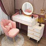 Glam Vanity Table Stone Top 15.75" W Makeup Desk with Drawers Clearhalo 'Bedroom Furniture' 'furn' 'furn_makeup_vanities' 'Furniture' 'Makeup Vanities' 'makeup_vanities' 1200x1200_b529ba28-543f-4c92-b4e8-a7653e18d1f5