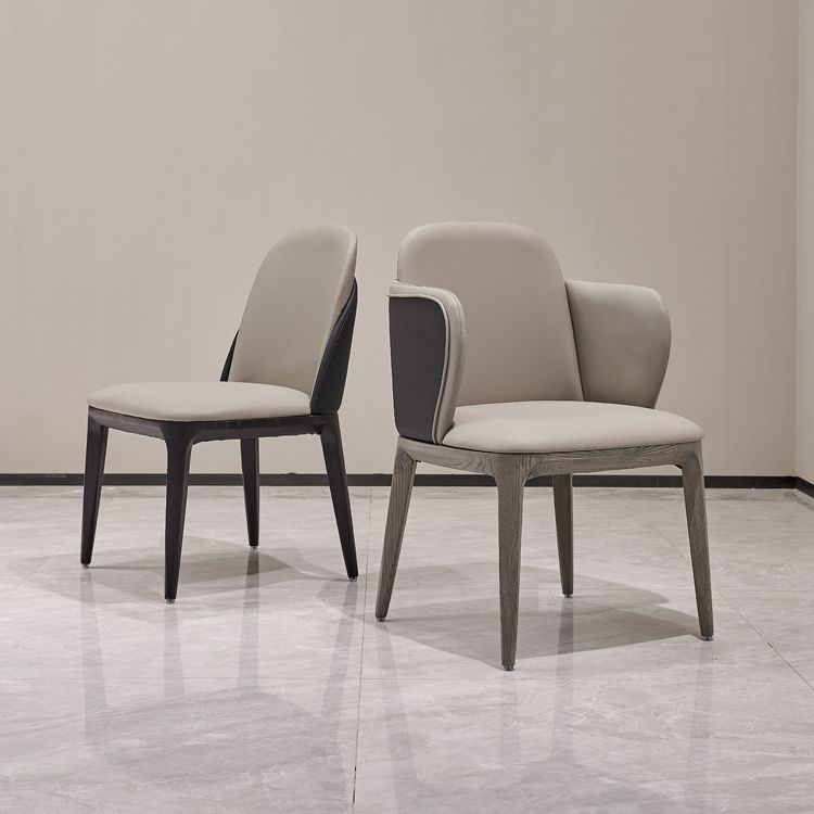 Faux leer en massief hout modern dineren accentstoel voor thuis