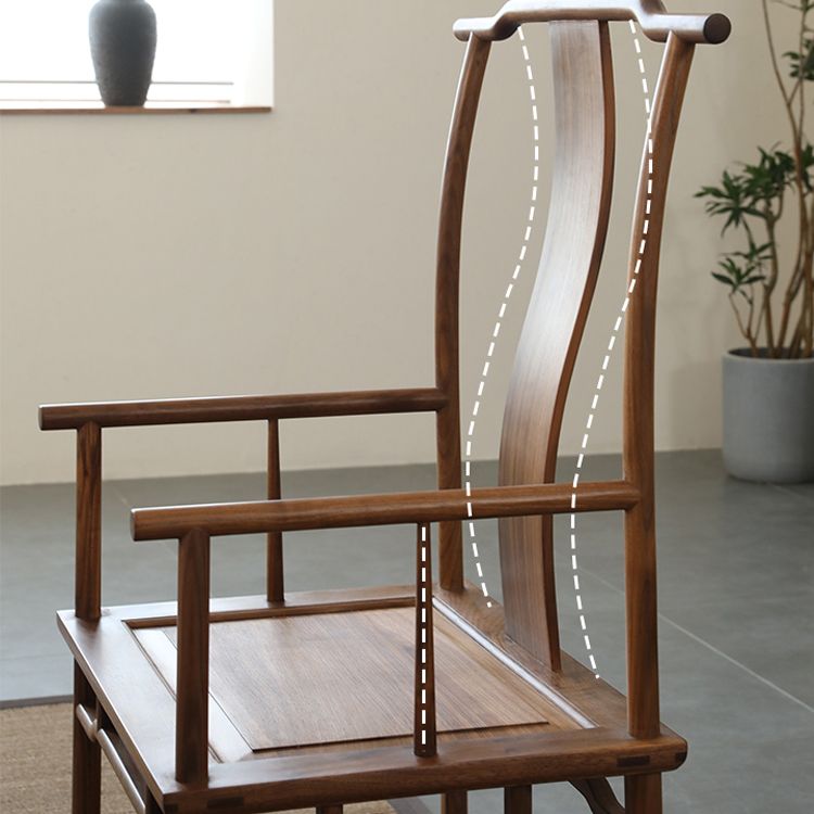 Silla de comedor de madera sólida silla de comedor de espalda tradicional con cojín