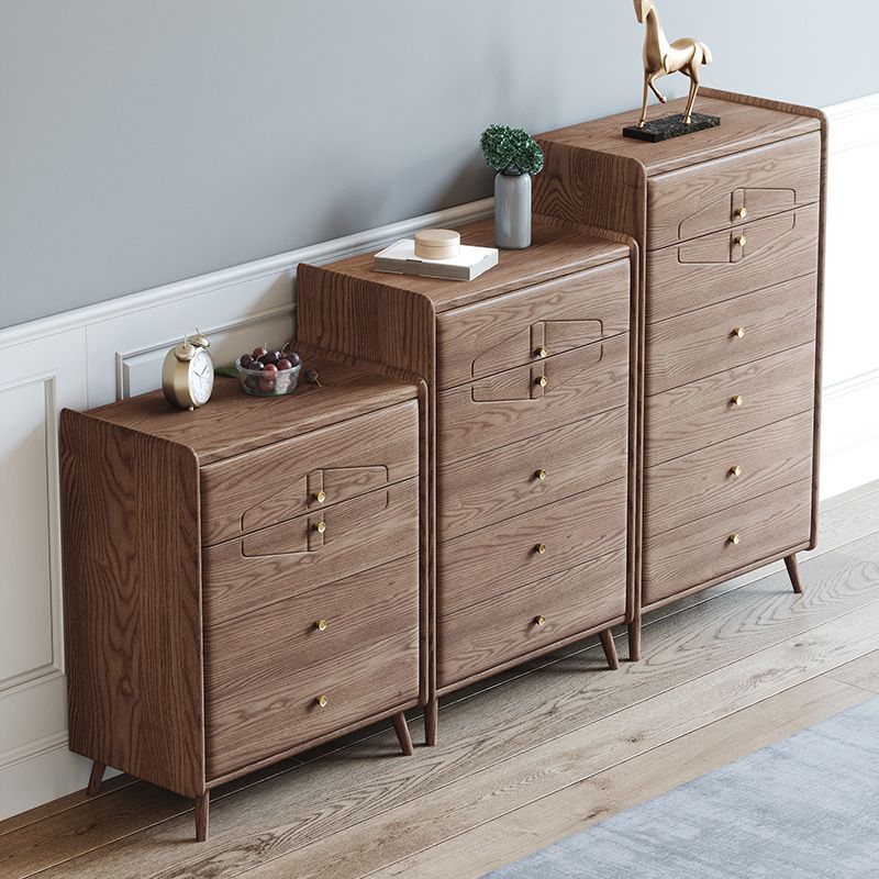 Coffre à accent brun moderne du milieu du siècle 25,4 "W coffre en bois avec tiroirs