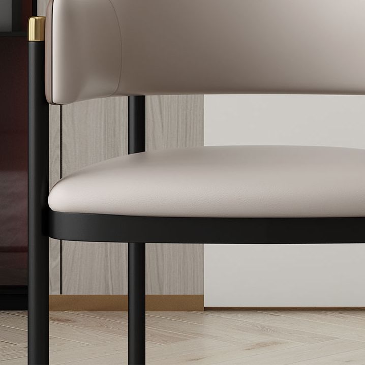 Modern Open Back Arm Chair Metal and Faux Leather Dining Chair Clearhalo 'Dining Chairs' 'Dining Tables & Seating' 'dining_chair' 'furn' 'furn_dining_chair' 'Furniture' 'Kitchen & Dining Furniture' 1200x1200_b52eb76e-1689-455e-9f7e-27d1a35f5963