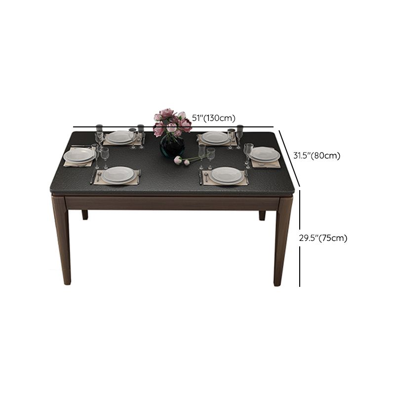 Stone Top Dinette Table with Ash Wood Legs Black Indoor Dining Table Clearhalo 'Dining Tables & Seating' 'Dining Tables' 'dining_table' 'furn' 'furn_dining_table' 'Furniture' 'Kitchen & Dining Furniture' 1200x1200_b52eb868-7130-4107-af45-61d617bab38d