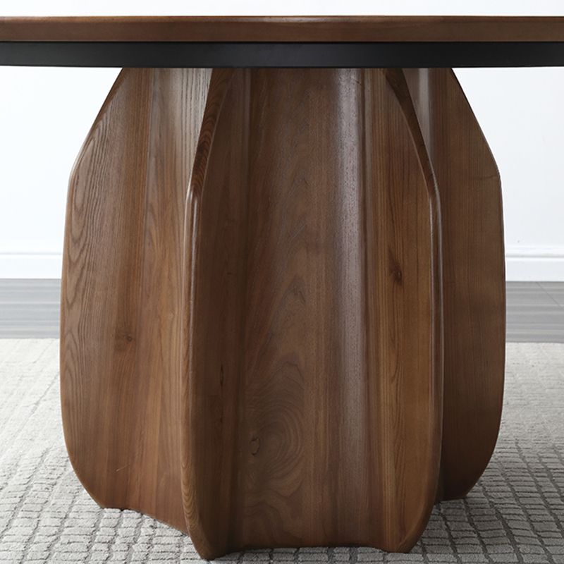 Ash Wood Round Dining Table Brown Convertible Pedestal Room Kitchen Table