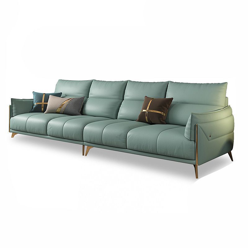 Green Modern Genuine Leather Cushion Back Sofa/Sectional with Wear-Resisting Clearhalo 'furn' 'furn_sectionals' 'Furniture' 'furniture_sectionals' 'Living Room Furniture' 'Sectionals' 1200x1200_b531db01-ae8a-4848-8964-919376bdf9b2