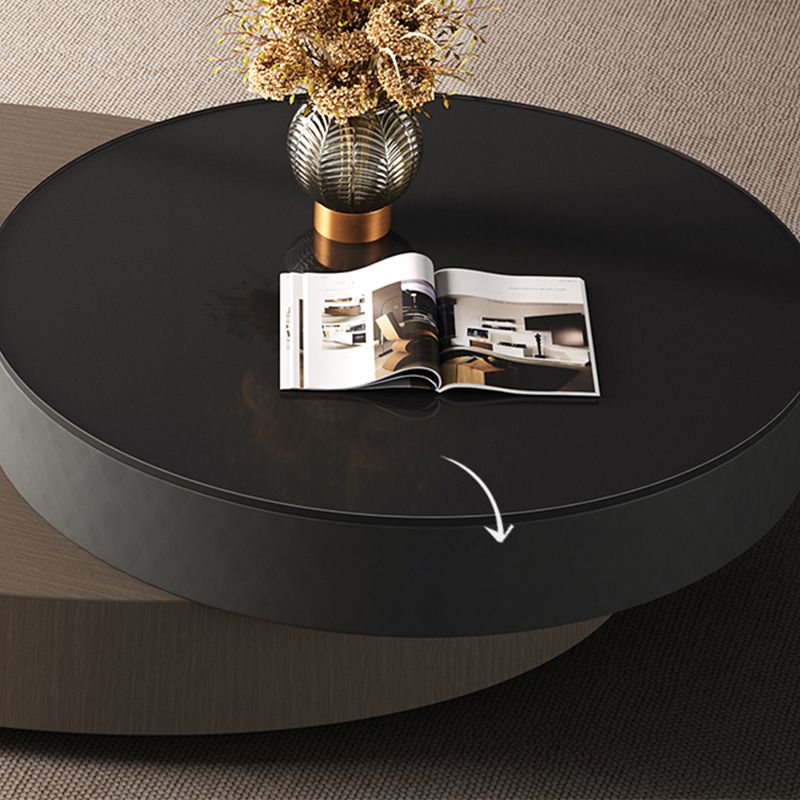 Nesting Coffee Table Set Oval Pedestal Wood Coffee Table with Drawer