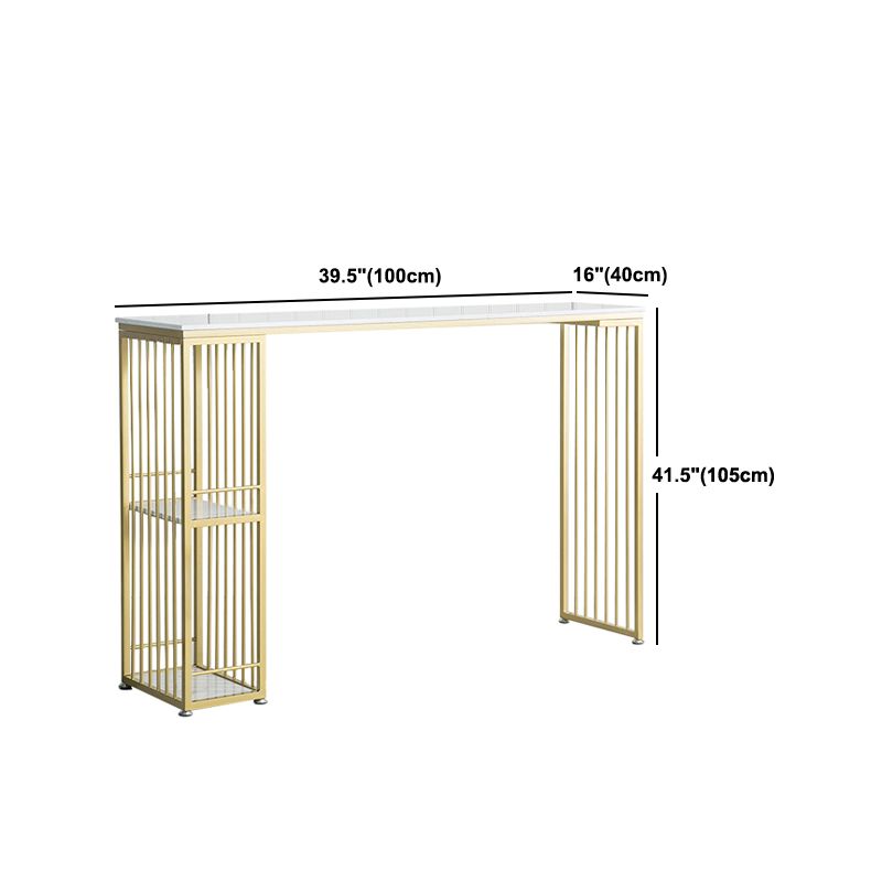Tavolo da bar del patio contemporaneo rettangolare doppio tavolino in marmo bianco.