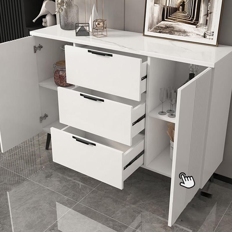 Wood and Stone Dining Server Contemporary Server with 3 Drawers Clearhalo 'buffet_sideboard' 'Buffets & Sideboards' 'furn' 'furn_buffet_sideboard' 'Furniture' 'Kitchen & Dining Furniture' 1200x1200_b534f730-dd03-4835-8290-f506b9a6803a