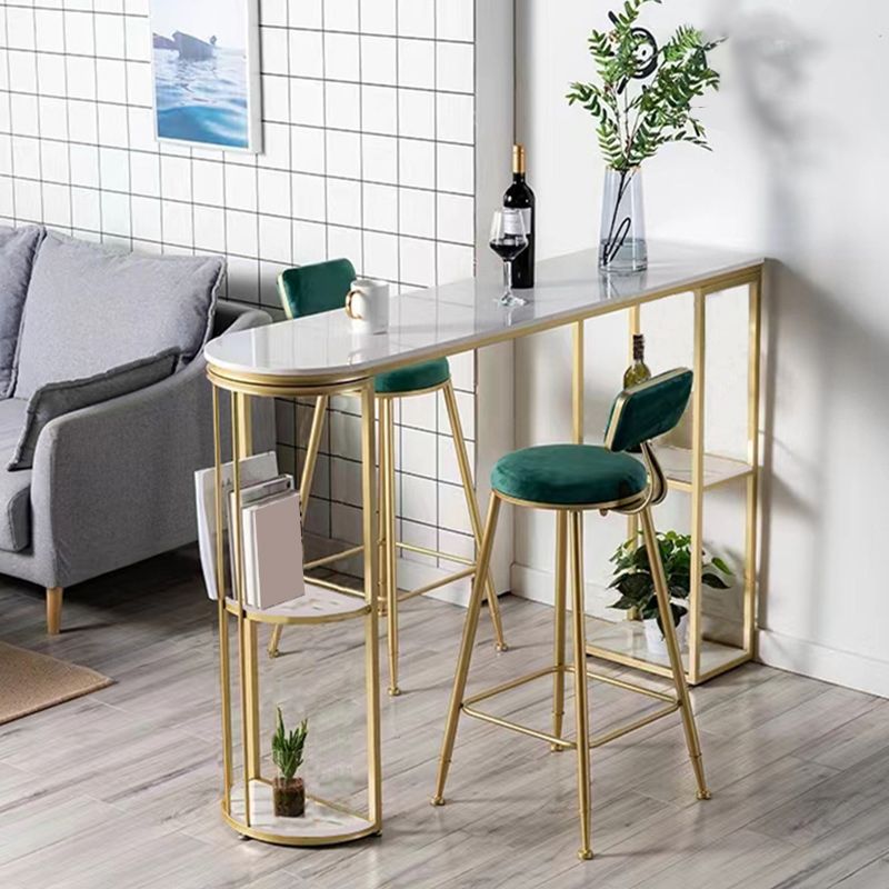 Moderne stijl balktafel stenen top pubtafel met opbergrek