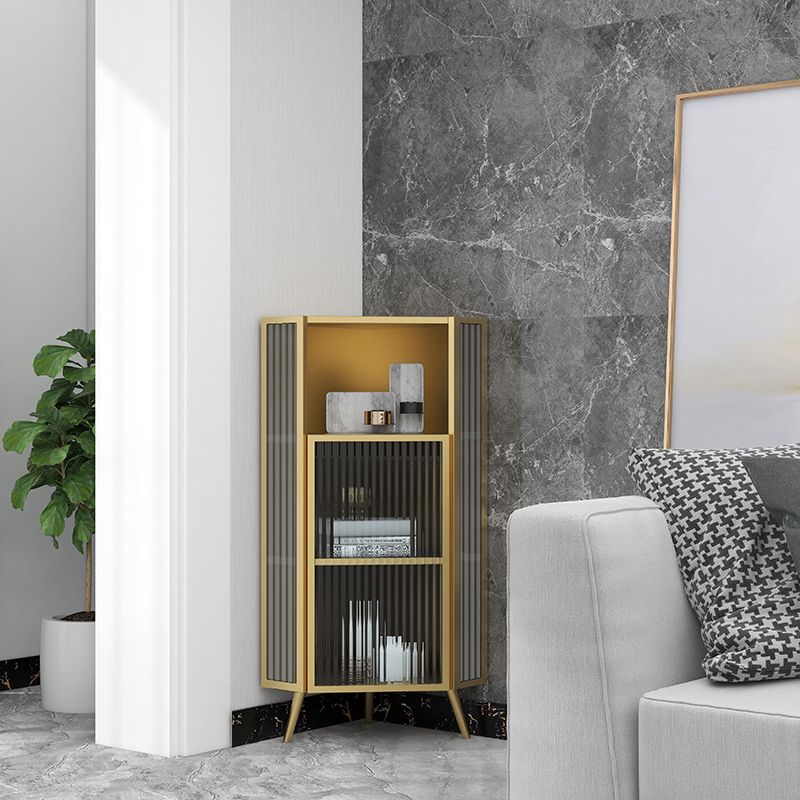 Living Room Glam Style Kitchen Buffet Server Glass Door Metal Frame Dining Server Clearhalo 'buffet_sideboard' 'Buffets & Sideboards' 'furn' 'furn_buffet_sideboard' 'Furniture' 'furniture_buffet_sideboard' 'Kitchen & Dining Furniture' 1200x1200_b535b23d-56ab-460d-ac98-e114e42c14e6