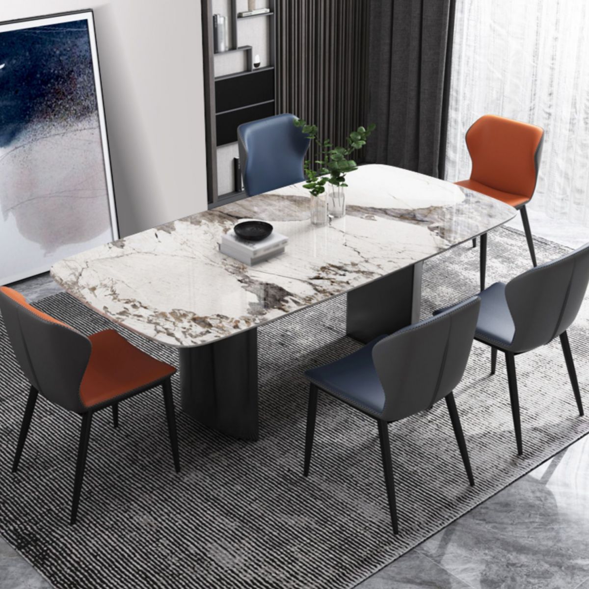 Contemporary 1/4/5/6/7 Pieces Dining Room Set Rectangle Dining Table Set Clearhalo 'Dining Room Sets' 'Dining Tables & Seating' 'dining_room_set' 'furn' 'furn_dining_room_set' 'Furniture' 'furniture_dining_room_set' 'Kitchen & Dining Furniture' 'kitchen&dining_furn' 'kitchen' 1200x1200_b53683eb-af95-42c5-acb9-20705acbd25d
