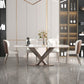 Set da pranzo moderno in metallo Set tavolo da pranzo rettangolare da 1/2/5/7 pezzi