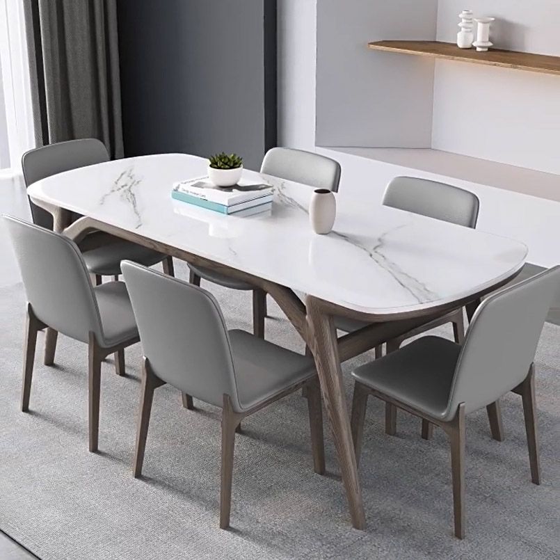 Table à manger contemporaine en pierre et table de salle à manger en bois pour salle à manger