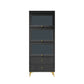 Armoire contemporaine à 2 tiroirs en bois noir, armoire à accent rectangle