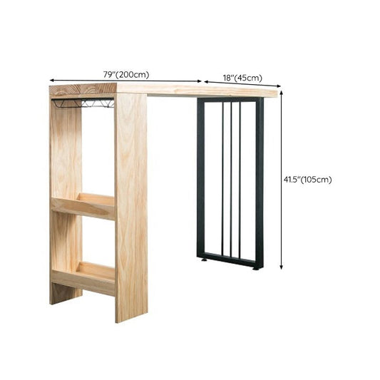 Tavolo da pranzo moderno in legno in legno massiccio con scaffali