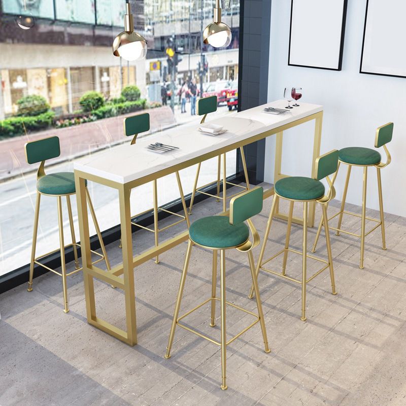 Glam Armless Bar Stool Metal Low Back Barstool with Gold Metal Legs