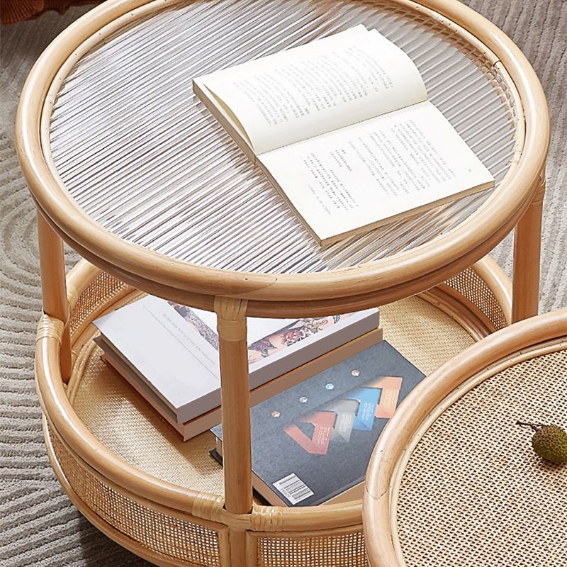 Tropical Cocktail Table Storage Round 4 Legs Coffee Cocktail Table Clearhalo 'Coffee & Accent Tables' 'Coffee Tables' 'coffee_tables' 'furn' 'furn_coffee_tables' 'Furniture' 'Living Room Furniture' 1200x1200_b53d3eee-cb22-4539-ab6b-f9dada88bc22