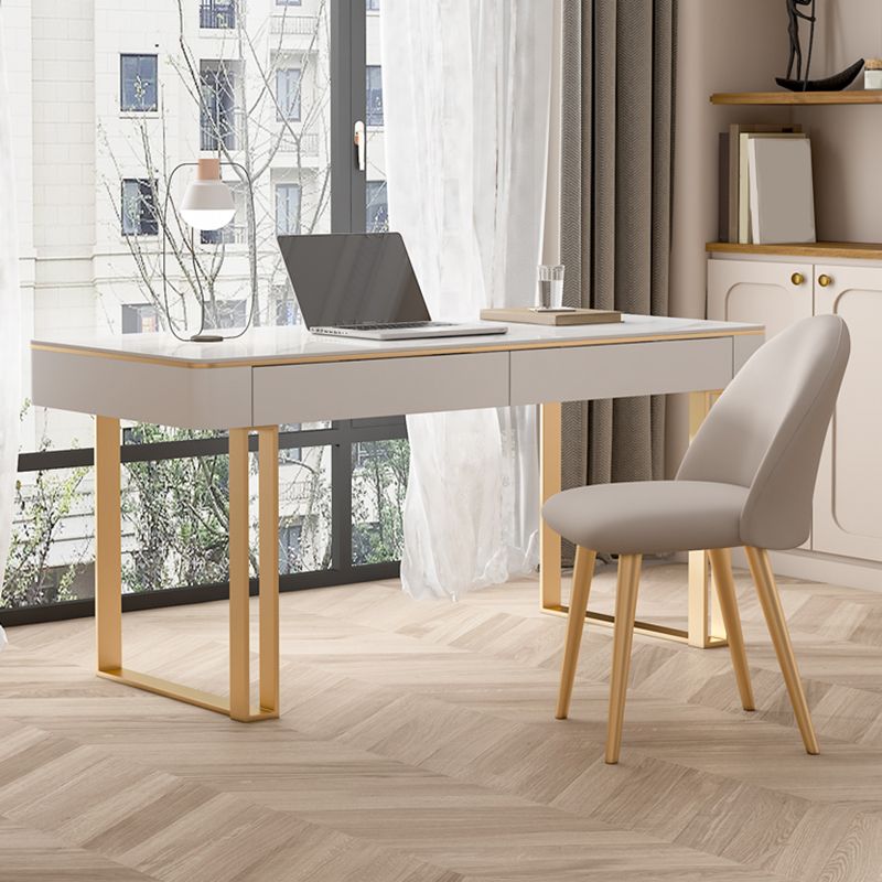 Glam 2 Schubladen Büroschreibtisch Stein 29,53 Zoll großer Schreibtisch