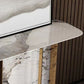14 inch Wide Glam Accent Table Rectangle Stone Console Table for Hall