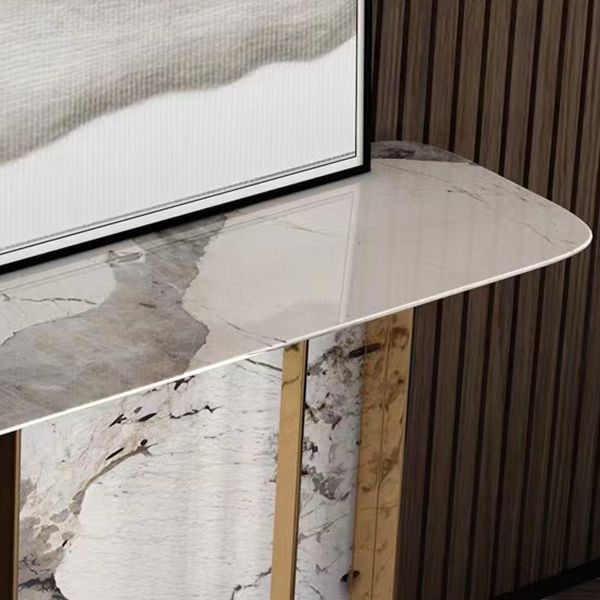 14 inch Wide Glam Accent Table Rectangle Stone Console Table for Hall