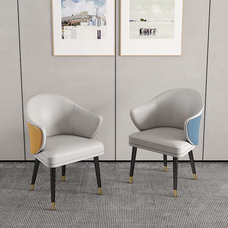 Glam Metal Dining Room Chairs PU Leather Dining Arm Chair for Restaurant Use Clearhalo ' kitchen&dining_furn' 'Dining Chairs' 'Dining Tables & Seating' 'dining_chair' 'furn' 'furn_dining_chair' 'Furniture' 'furniture_dining_chair' 'Kitchen & Dining Furniture' 'kitchen' 1200x1200_b543e0ed-cc14-4e87-b617-5d77149fd259