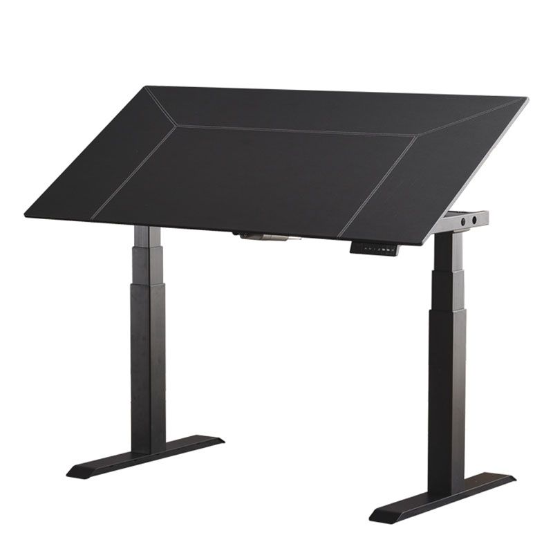 Escritorio de escritura plegable de forma rectangular con patas de metal en blanco/negro