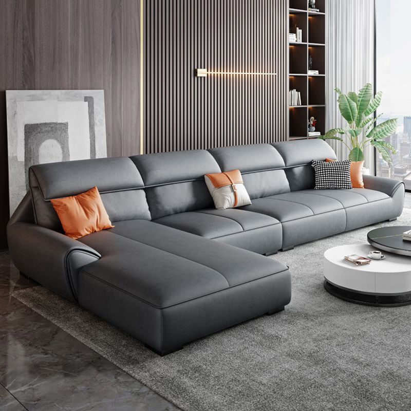 Sezioni grigie in pelle finta 34.6 "H sezionali bracciati svasati per soggiorno