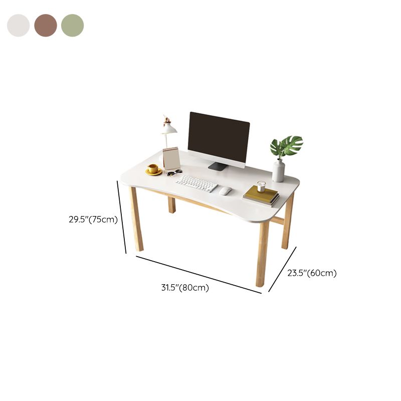 Bureau de bureau en bois de style contemporain Desk de forme de forme irrégulière en rose / vert / blanc