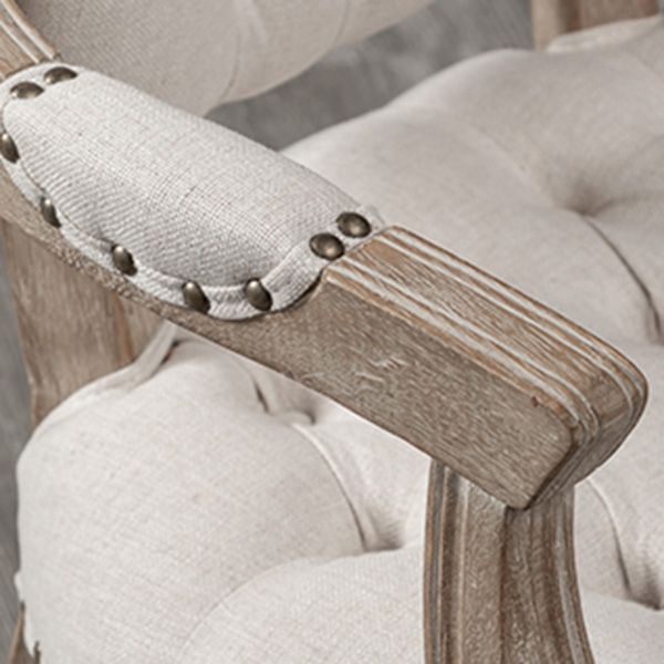 Farmhouse Wood Dining Chair Upholstered Arm Chair with 4 Grey Legs for Dining Room Clearhalo ' kitchen&dining_furn' 'Dining Chairs' 'Dining Tables & Seating' 'dining_chair' 'furn' 'furn_dining_chair' 'Furniture' 'furniture_dining_chair' 'Kitchen & Dining Furniture' 'kitchen' 1200x1200_b547a344-6e67-4c3f-a4bd-9b0af26d1d05