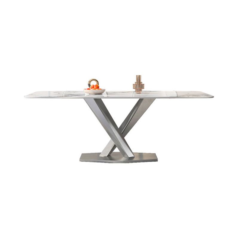 Juego de encimera de piedra sinterizada, mesa de comedor rectangular de 1/4/5/7 piezas y sillas de cuero con respaldo orejero