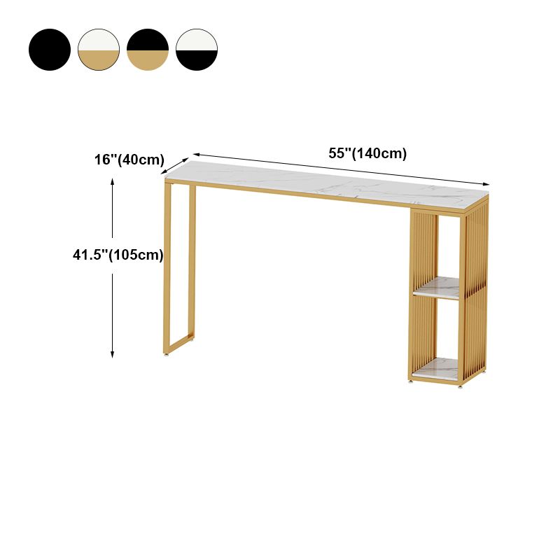 Marble Bar Table with Rectangle Table Top Double Pedestal Table with 41.3-inch Height Clearhalo 'Bar Furniture' 'Bar Tables' 'bar_tables' 'furn' 'furn_bar_tables' 'Furniture' 'furniture_bar_tables' 'Kitchen & Dining Furniture' 1200x1200_b54895dc-9773-429b-b339-adab94a5f566