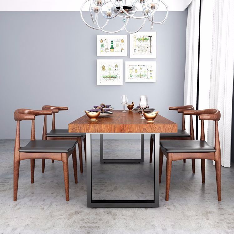 Rectangular Wood Dining Set for Kitchen 1/2/5 Pcs Industrial Brown Dinette Set Clearhalo 'Dining Room Sets' 'Dining Tables & Seating' 'dining_room_set' 'furn' 'furn_dining_room_set' 'Furniture' 'Kitchen & Dining Furniture' 1200x1200_b54940ea-29f5-4260-96d7-4aad299cb6cb