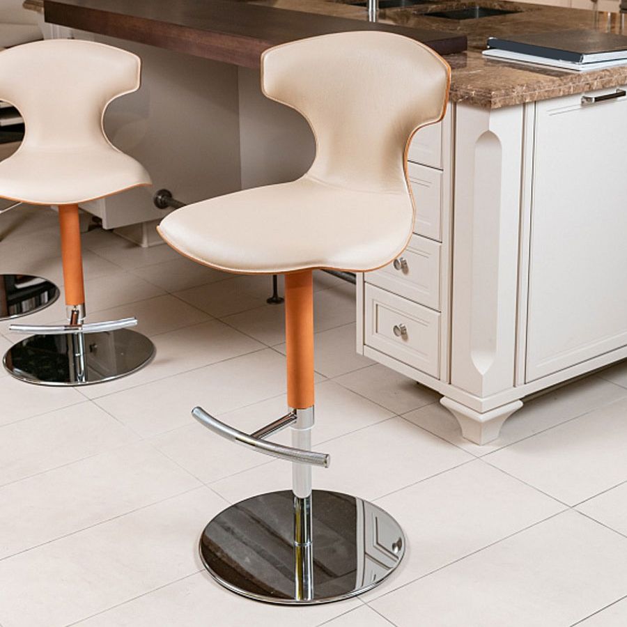 Adjustable Height Bar Stool Leather Backrest Bar Stools for Dining Room