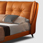 Modern Standard Bed Orange Panel Bed with Upholstered Headboard