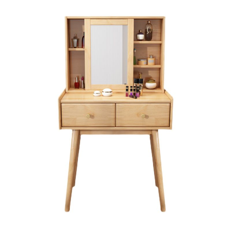 Modern 2-Drawers Solid Wood Dressing Table Mirror Makeup Table Clearhalo 'Bedroom Furniture' 'furn' 'furn_makeup_vanities' 'Furniture' 'Makeup Vanities' 'makeup_vanities' 1200x1200_b54ca2fd-4ac1-476e-8f30-623645f97e91