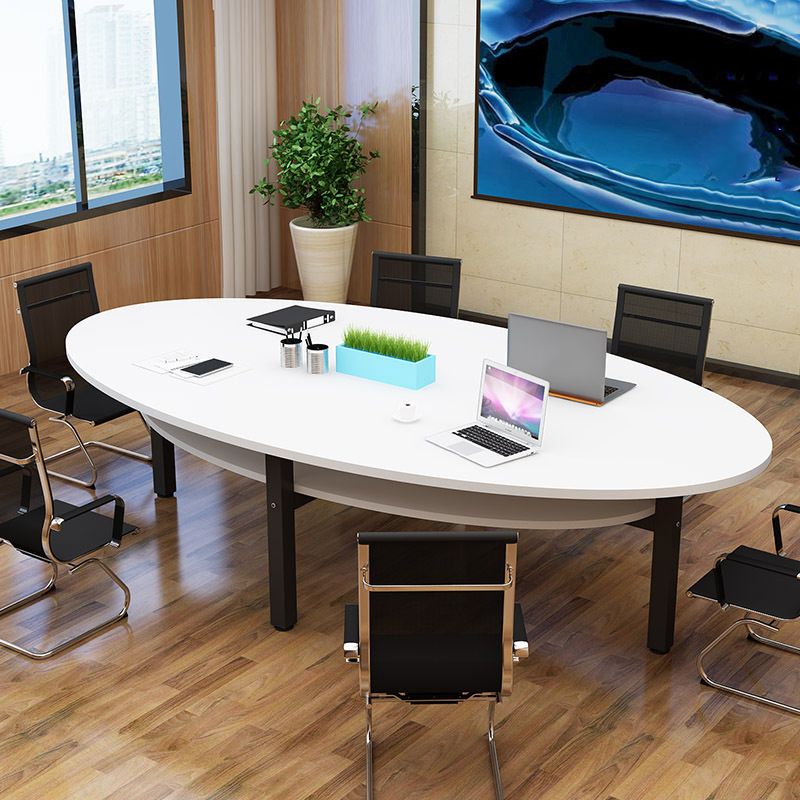 Modern Home Oval Desk Artificial Wood Bedroom Writing Desk for Office Clearhalo 'furn' 'furn_office_desk' 'Furniture' 'Office Desks' 'Office Furniture' 'office_desk' 1200x1200_b54cfce5-caaa-459e-9bb5-05890241333c