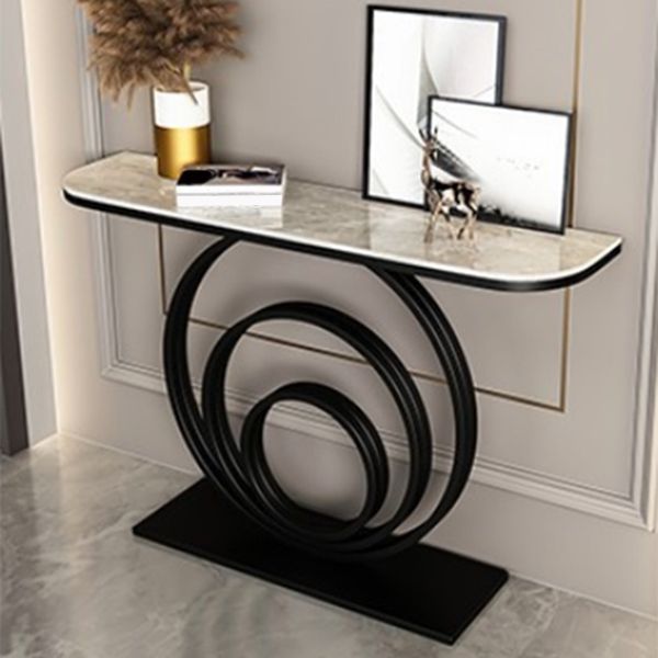 31.5" Tall Modern Console Table 1-shelf Stone Accent Table for Hall