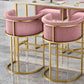 Glam Backrest Armrest Counter Stool Iron Cafe Bar Stool with Velvet Cushion and Pedal Clearhalo 'Bar Furniture' 'Bar Stools' 'bar_stools' 'furn' 'furn_bar_stools' 'Furniture' 'furniture_bar_stools' 'Kitchen & Dining Furniture' 1200x1200_b5501e08-2b29-4481-a311-ba3bd84f88f2